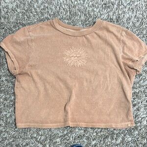 Tan Graphic Crop Top